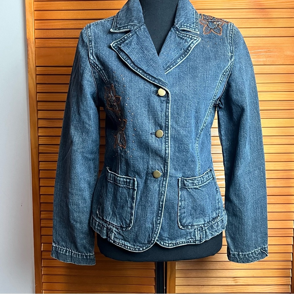 Christopher & Banks Embroidered Denim Jacket